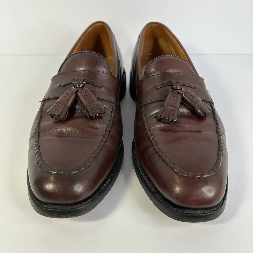 ALLEN EDMONDS Men Loafers Grayson 10.5 D Burgundy Slip-On Dress Shoes Tassel